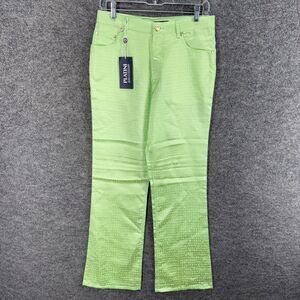 New Platini Jeans Women 29 Plus Green Flared Denim Light Wash Pockets Casual